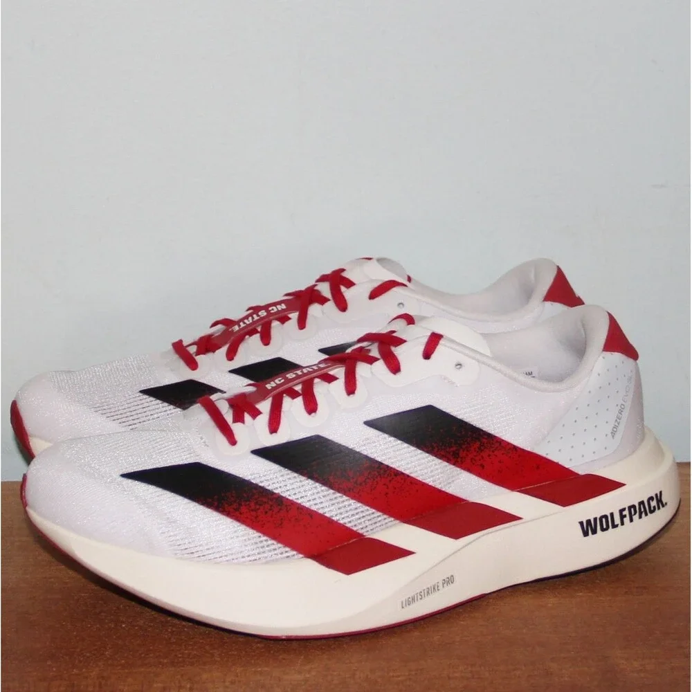 Adidas Adizero Evo SL NC State Running Shoes Mens 8 Womens 9 White Red
